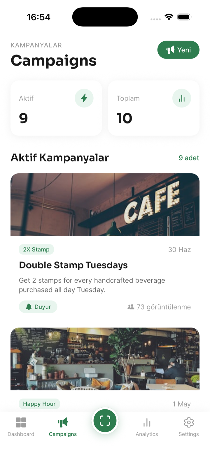 Kohi partner kampanyalar ekranı